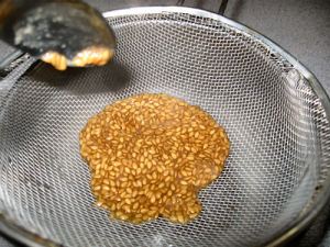 Flax seeds left in strainer